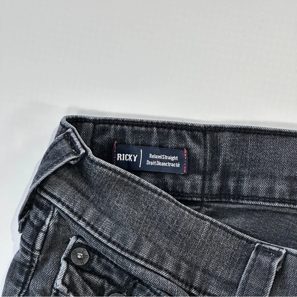 True Religion Ricky Flap Pocket Relaxed Straight Jeans Dark Gray 33